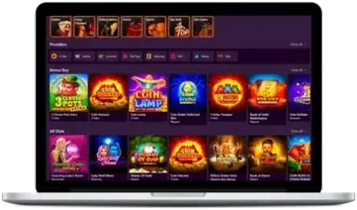 SpinPin casino lobby on a laptop