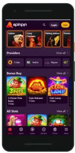 SpinPin mobile lobby